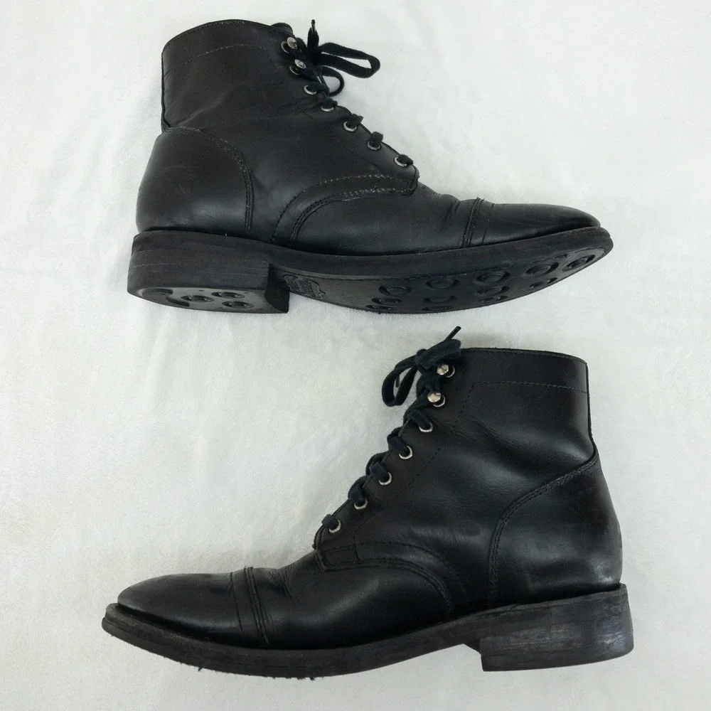 Thursday Boot Company Captain Boots Mens 9.5 Black Leather Cap Toe Hand Made